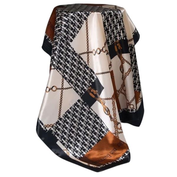 Monogram Chain Print Square Bandana Neck Scarf