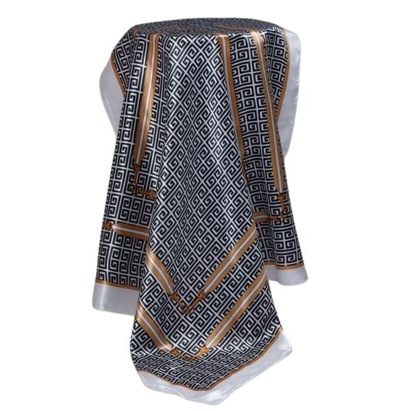 Animal Print Satin Border Square Bandana Neck Scarf