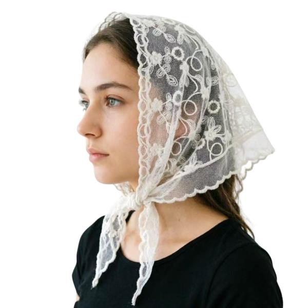 FLORAL LACE TRIANGLE SCARF WITH RING SET