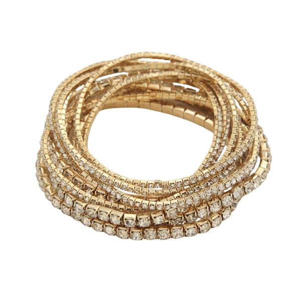 Rhinestone 2mm 4mm Stretch Bracelet 10PC