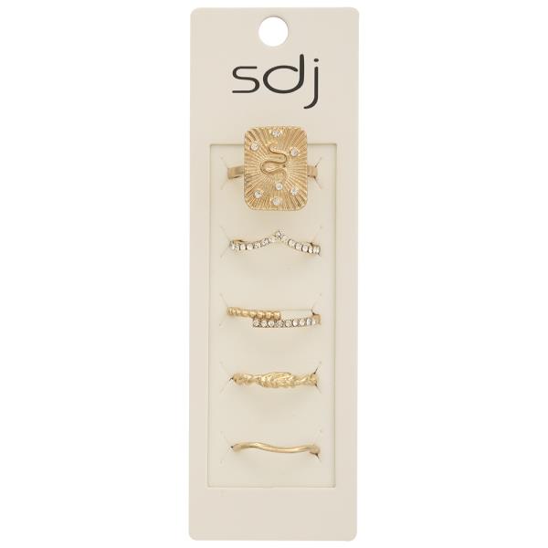 SDJ Snake Rhinestone Design Mix Multi Ring Set