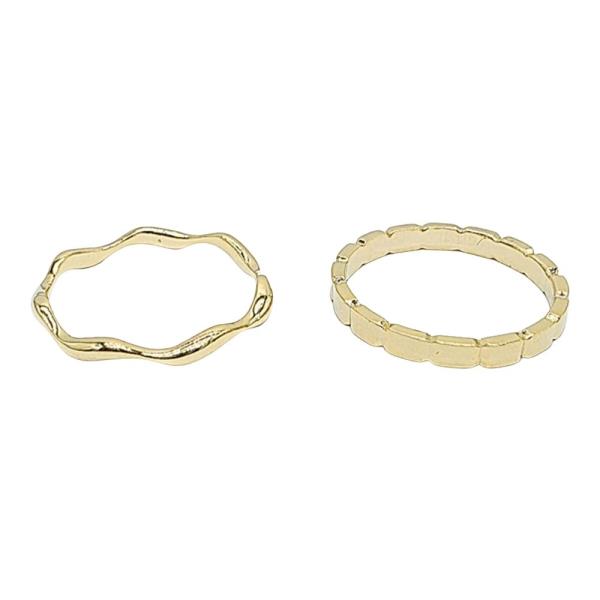 18K Brass Wave Ring Set 2PCS