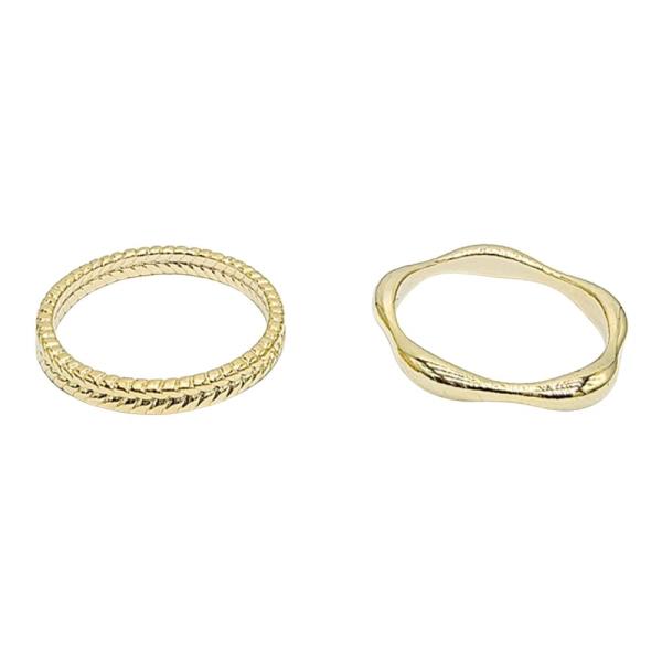 18K Brass 2PCS Weave Ring Set