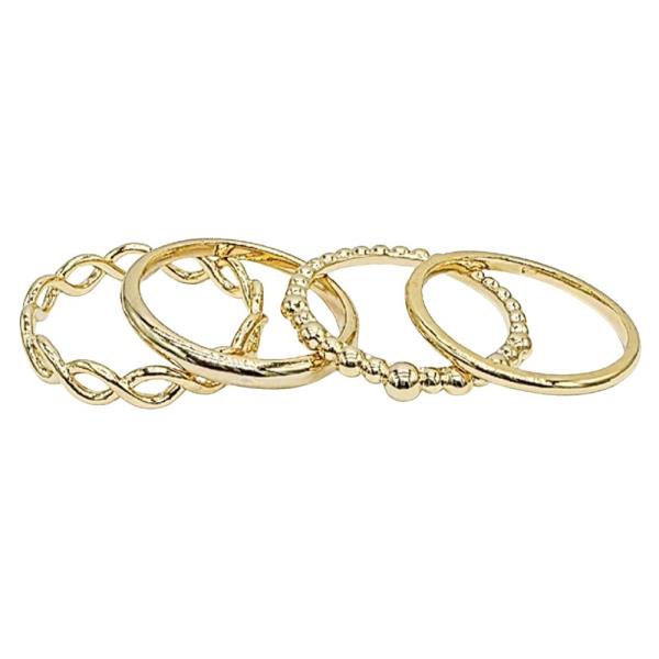 18K Brass Infinity And Bead Ring 4PCS