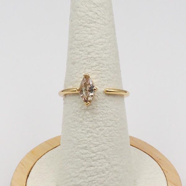 Brass Boat CZ Stone Open Ring