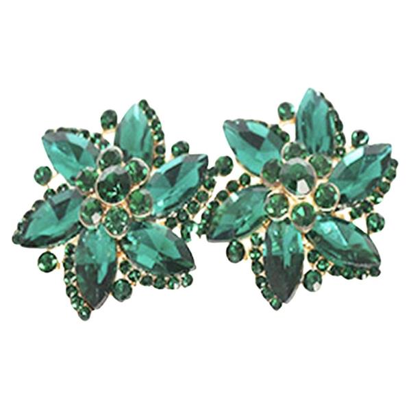 Crystal Stone Flower Clip On Earring