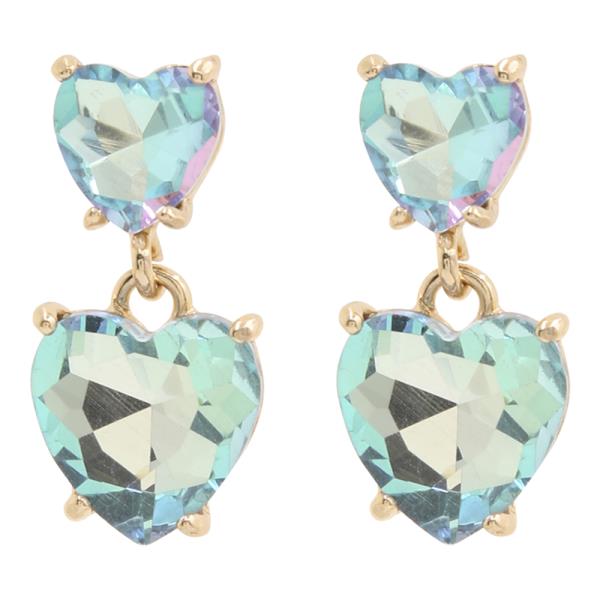 Double Crystal Heart Drop Earring