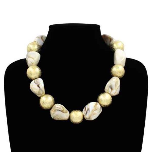 Resin Textured Metal Bead Necklace