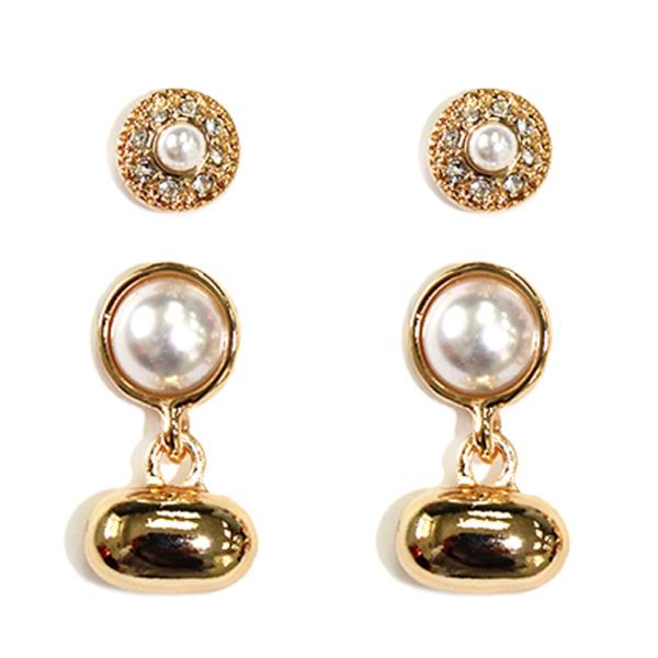 Faux Pearl Set Earrings