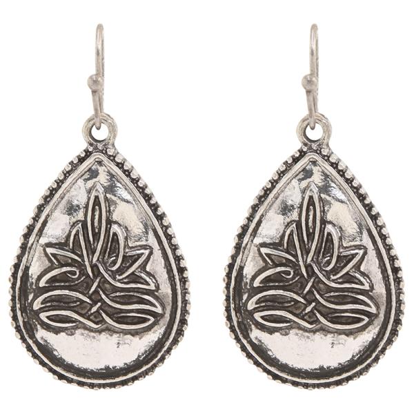 Lotus Flower Tear Drop Earring