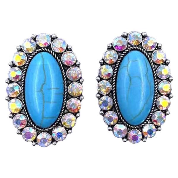 Western Design Turquoise Crystal Earrings