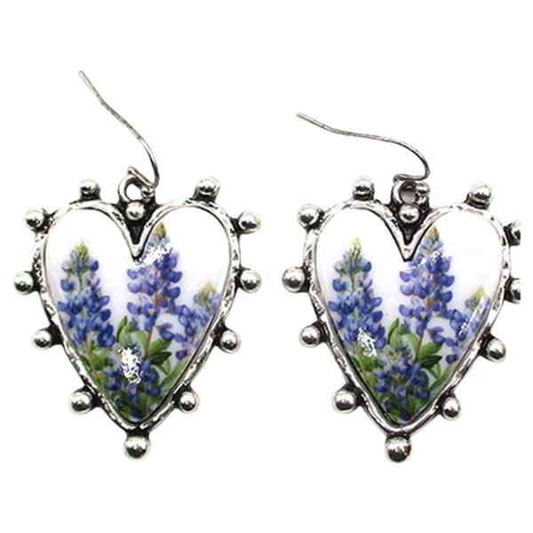 Western Heart Bluebonnet Earring
