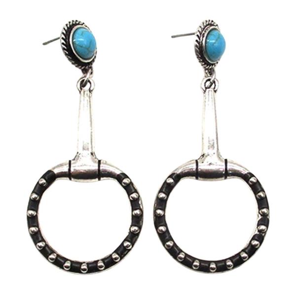 Western Black Bubble Snaffle Bit TQ Earring