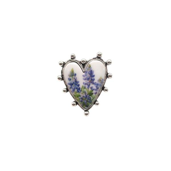 Western Heart Bluebonnet Cuff Ring