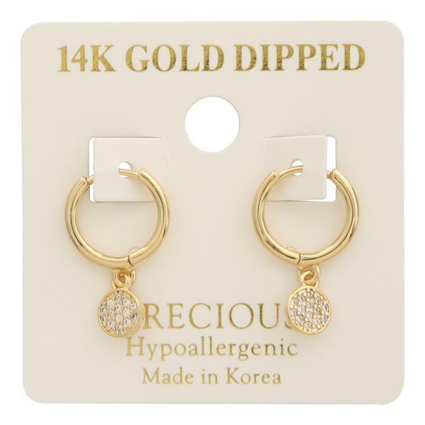 14K Gold Dipped Circle Huggie Hoop Earring