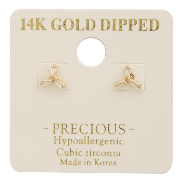 14K Gold Dipped CZ Trio Cut Shape Earring