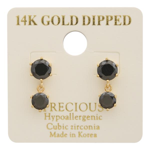14K Gold Dipped CZ Stone Drop Earring
