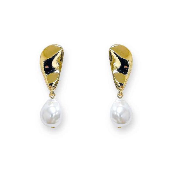 Metal Pearl Dangle Earring