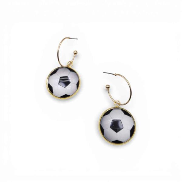 Thin Hoop Soccer Ball Drop Earring