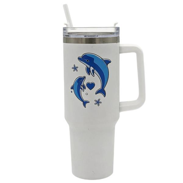 40oz Dolphin Love Tumbler With Handle And Straw