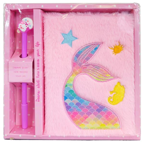 Mermaid Tail Furry Notebook and Pen Set