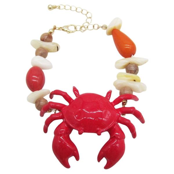 Sea Life Crab Shell Bead Bracelet