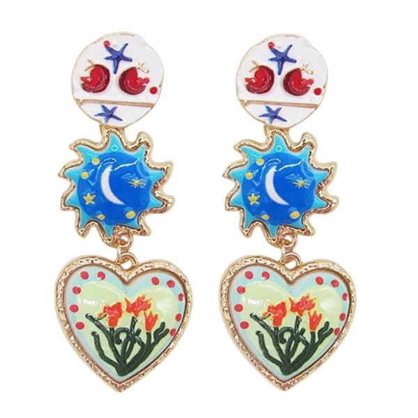 Enamel Multi Disc Drop Earring