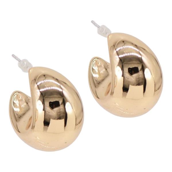 Metal Puffy Huggie Earring
