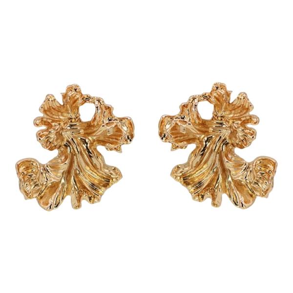 Metal Abstract Fan Stud Earring