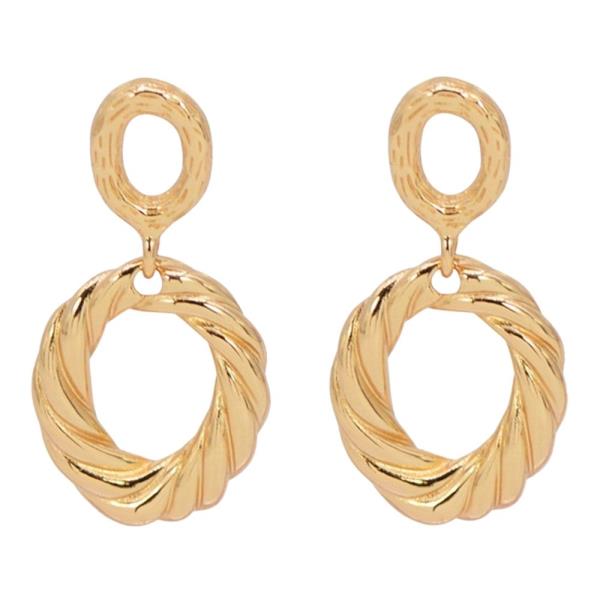 Twisted Metal Hoop Drop Earring