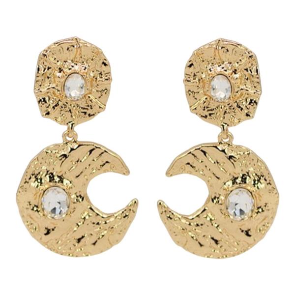 Pearl Hammered Metal Drop Earring