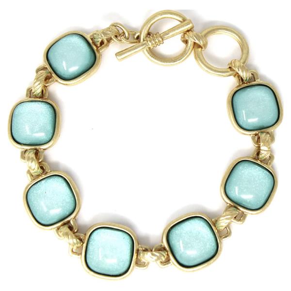 Epoxy Stone Linked Toggle Bracelet