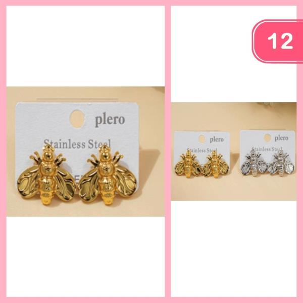 Stainless Steel Bee Post Earring (12 Units)