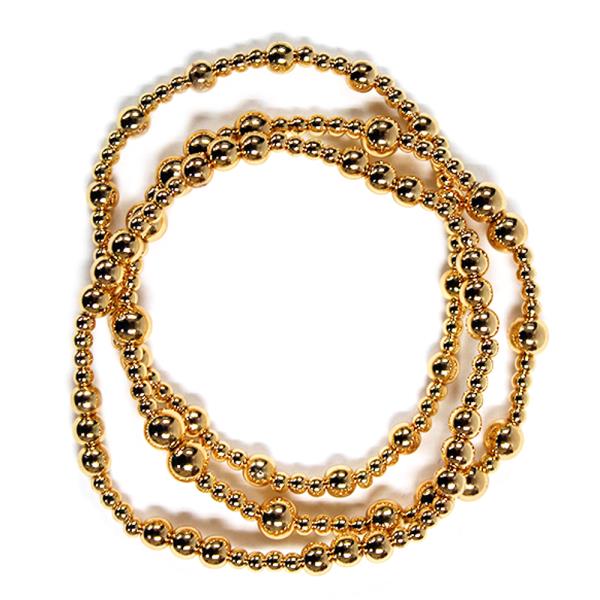 Multi Strand Metal Beaded Stretch Bracelet Set
