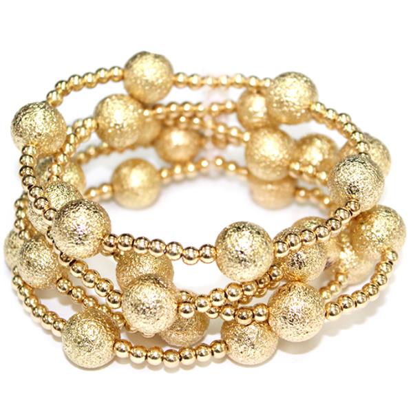 Multi Strand Metal Beaded Stretch Bracelet Set