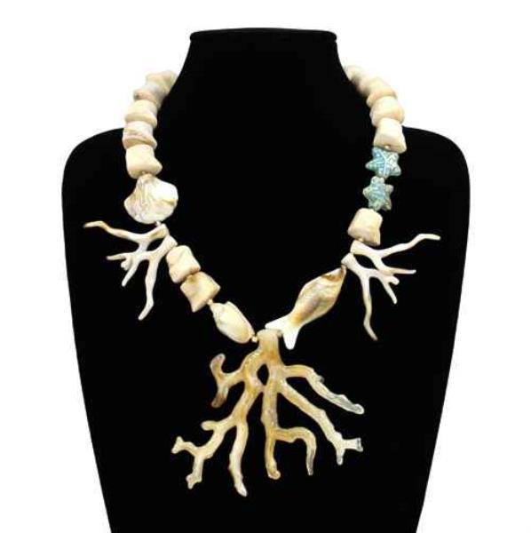 Coastal Coral Sea Star Shell Necklace