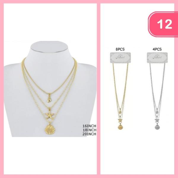 Sea Life Pendant Layered Necklace (12 Units)