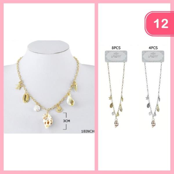 Sea Shell Charm Necklace (12 Units)