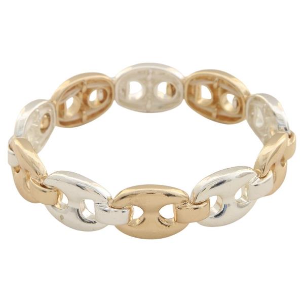 Two Tone Metal Linked Bracelet