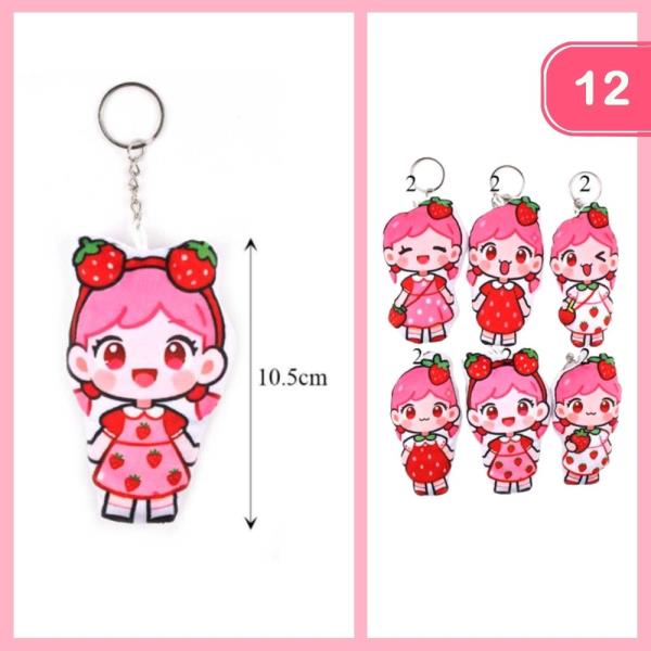 Cute Strawberry Girl Keychain (12 Units)