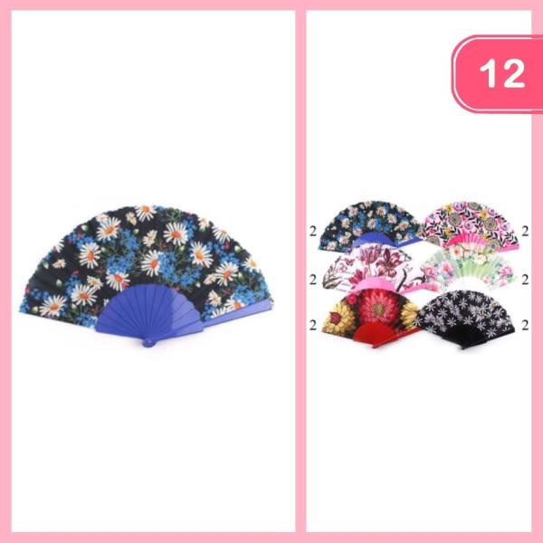 Flower Print Hand Fan (12 Units)