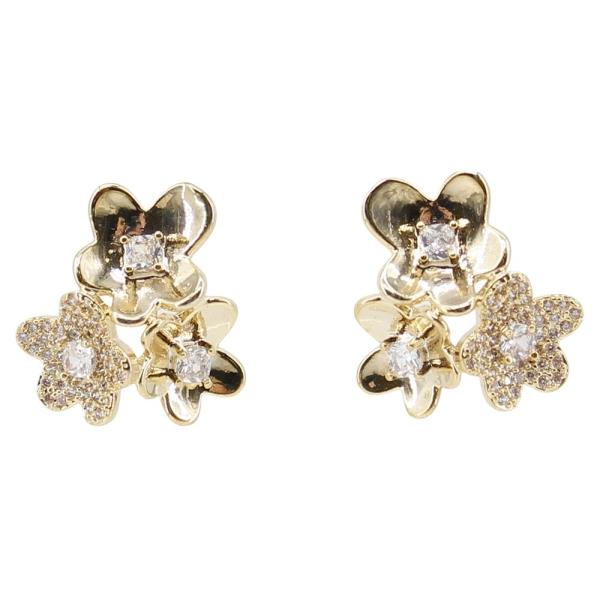 Flower W CZ Stone Post Earring
