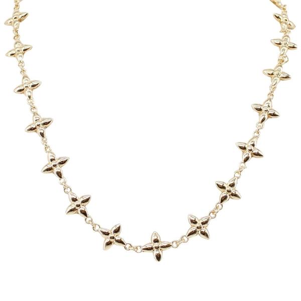 Metal Flower Link Chain Necklace