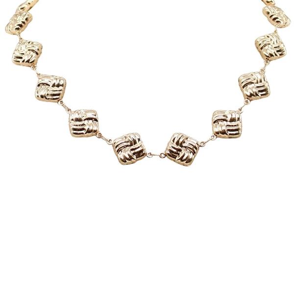 Textured Square Link Necklace