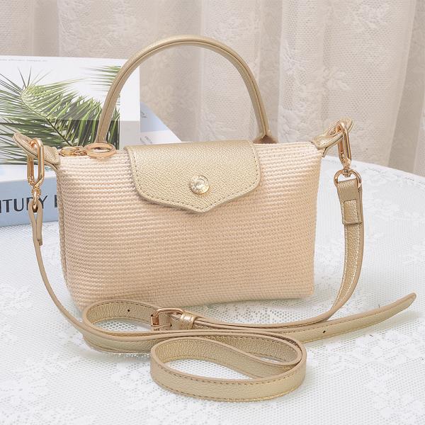 Textured Straw Handle Crossbody Bag
