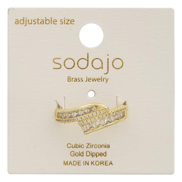 SODAJO Crossing CZ Gold Dipped Adjustable Ring