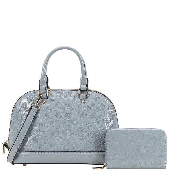 2IN1 Oval Design Handle Satchel W Wallet Set