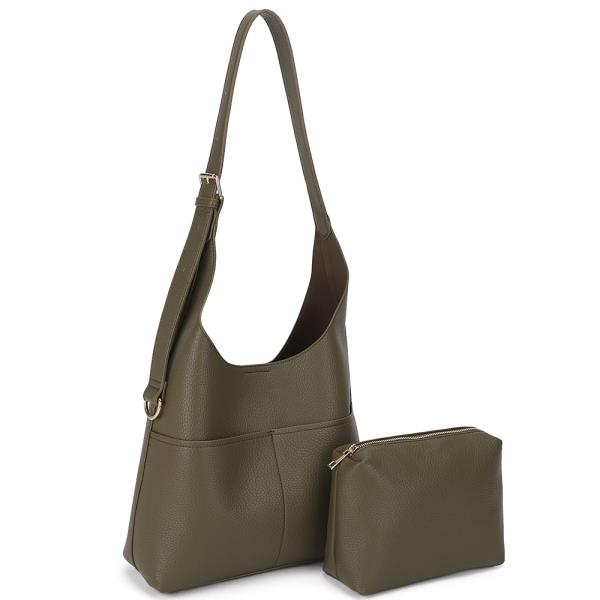 2IN1 MODERN SHOULDER HOBO BAG W POUCH SET