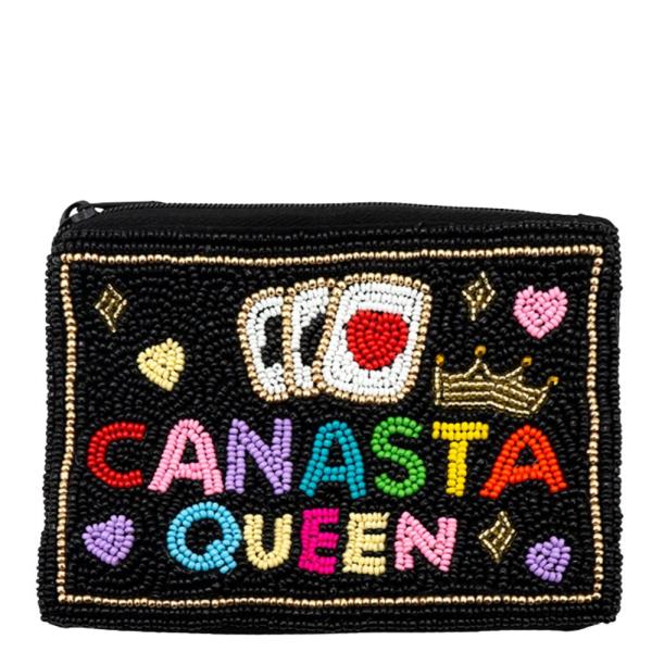 Seed Bead Canasta Queen Card Coin Purse