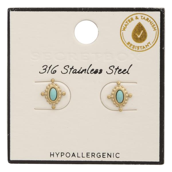 SECRET BOX Stainless Steel Oval Design Earring